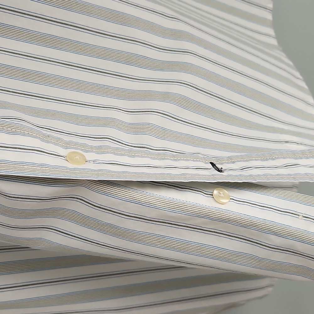 Old Navy, Men's,M,  Button Down Collar, White, w Green & Blue Stripe - Picture 4 of 9